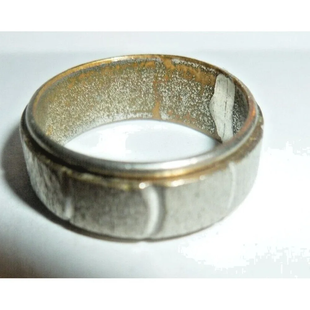 Signed KARATCLAD Vintage 18K Electroplated Textured Band Ring sz 7